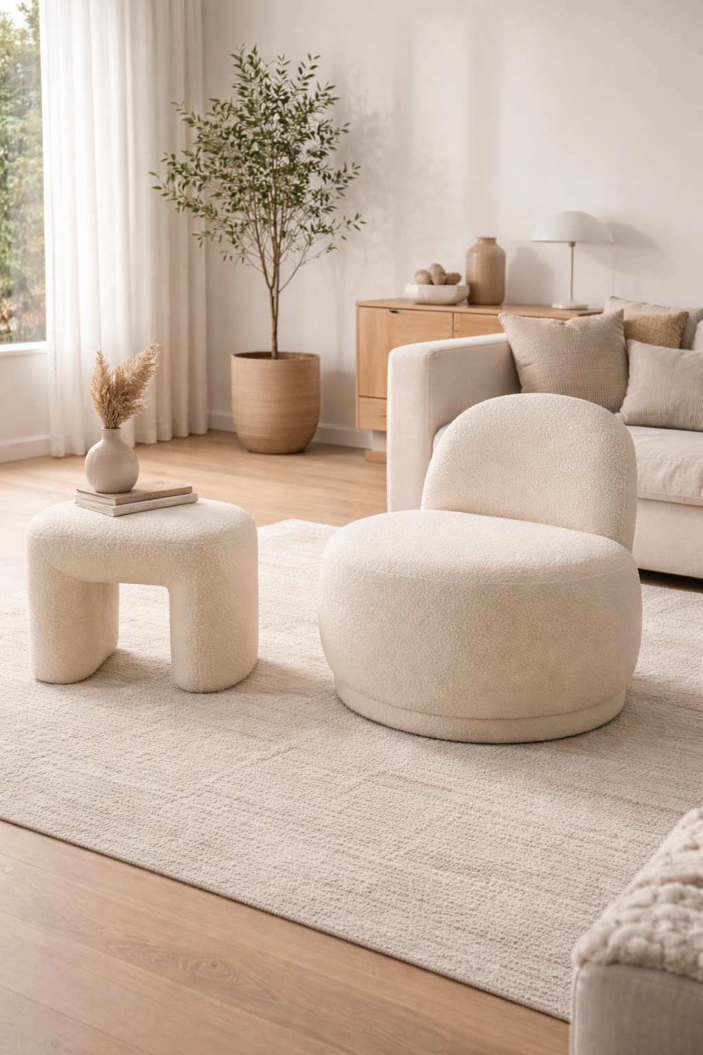 באנדל כורסה בוקלה + הדום בוקלה Auri Cozy Set