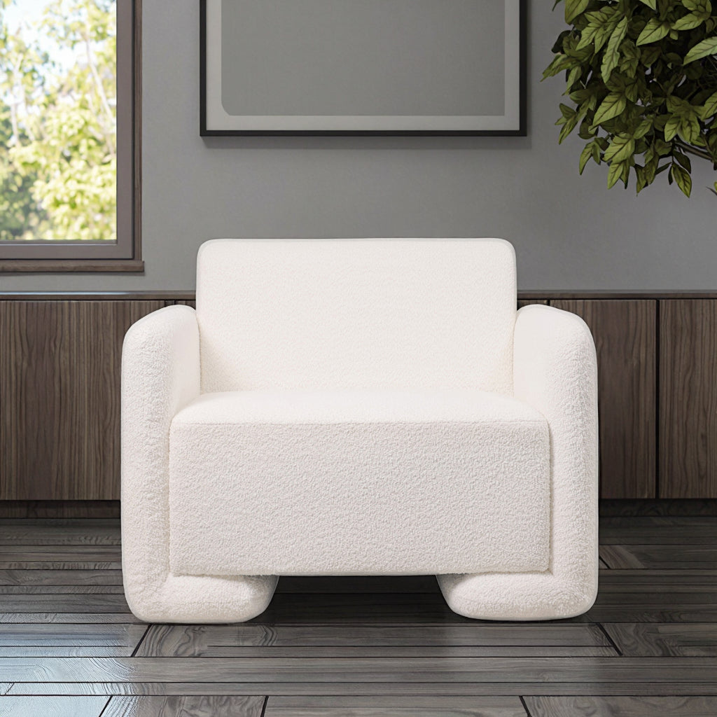 כורסה Lexus לבנה בחלל מודרני – עיצוב ישר ונקי עם רכות אלגנטית