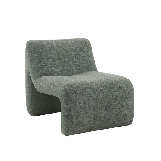 כורסה “Kano” בעיצוב גלי מבד Bouclé ירוק כהה 