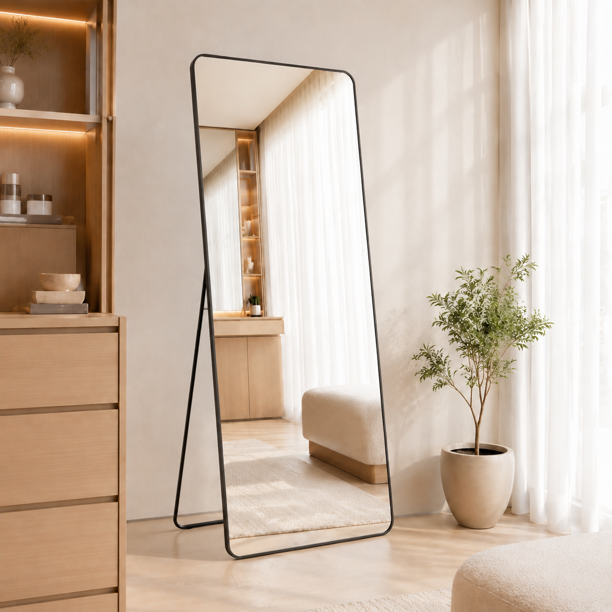 מראת גוף מעוצבת מלבנית עומדת ונתלית 180×80 ס״מ דגם NOVA