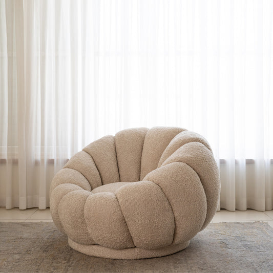 כורסה בוקלה מסתובבת מעוצבת דגם Flower