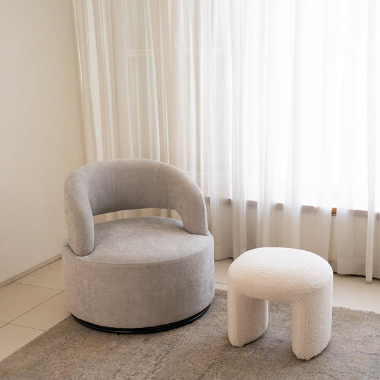 סט כורסה מסתובבת עם הדום בוקלה דגם Flow Hug