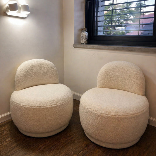 זוג כורסאות בוקלה עגולות מעוצבות Auri Duo
