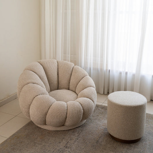 סט כורסה מסתובבת עם הדום בוקלה דגם Flower Cloud