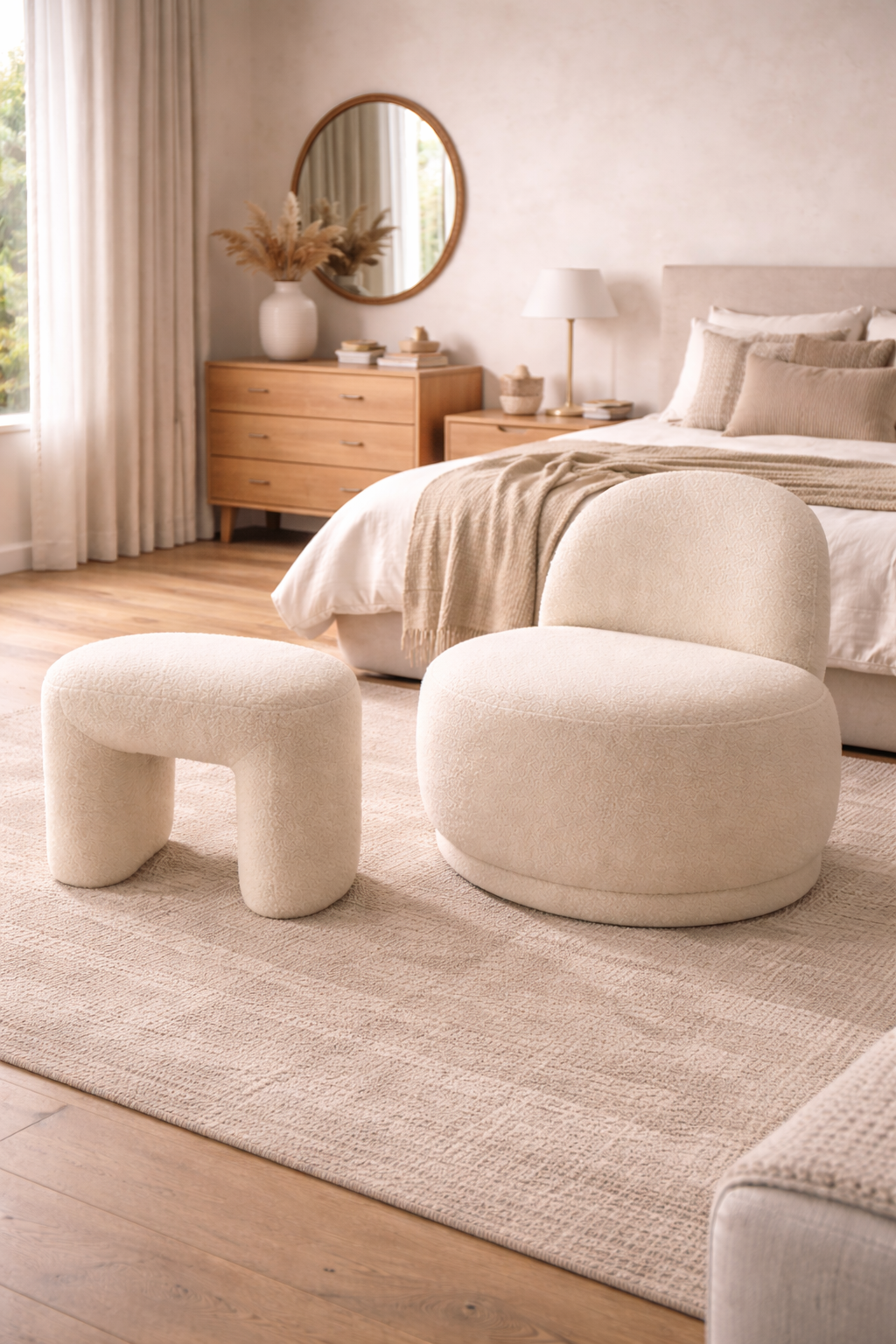 באנדל כורסה בוקלה + הדום בוקלה Auri Cozy Set