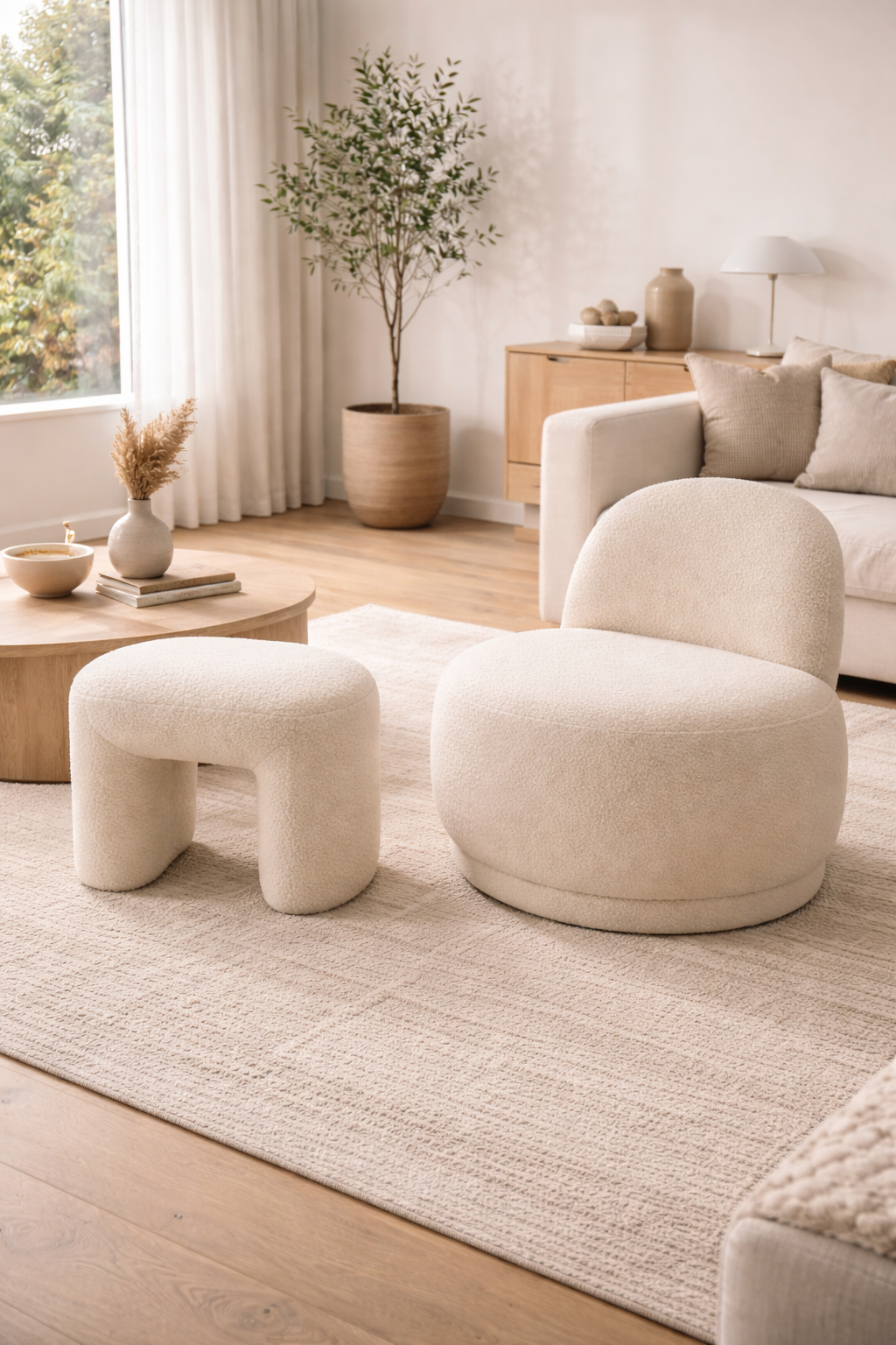 באנדל כורסה בוקלה + הדום בוקלה Auri Cozy Set