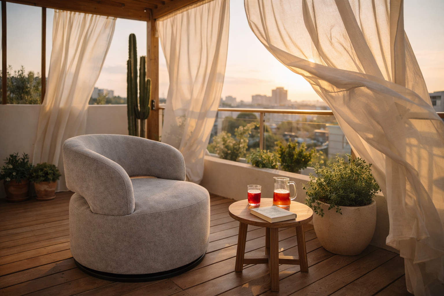 כורסה מסתובבת דגם Flow 360 מרפסת