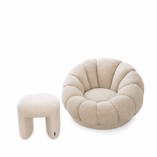 באנדל כורסה בוקלה מסתובבת + הדום בוקלה Flower Hug Set