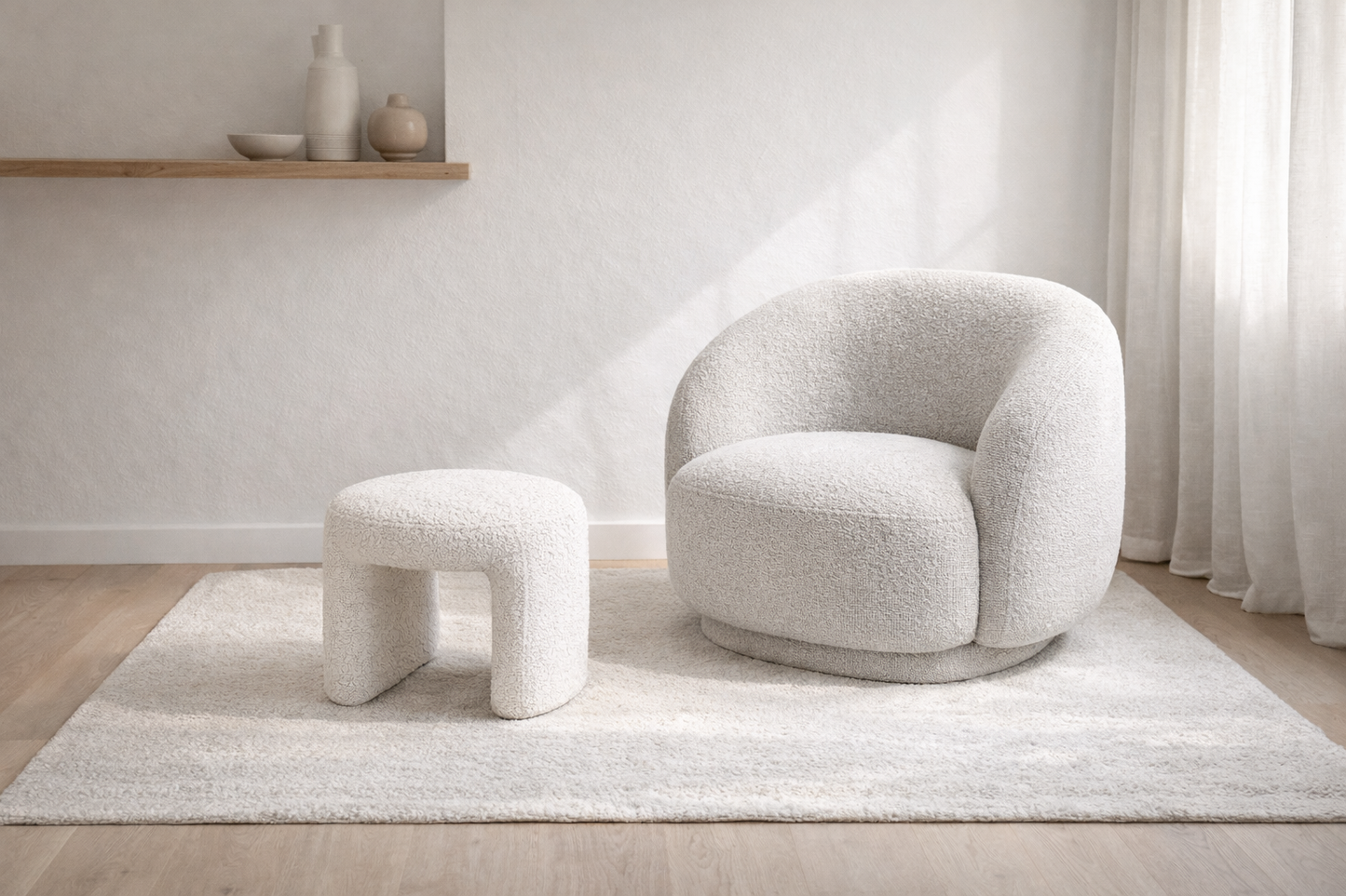 באנדל כורסה מסתובבת + הדום בוקלה Cloudy Hug Set