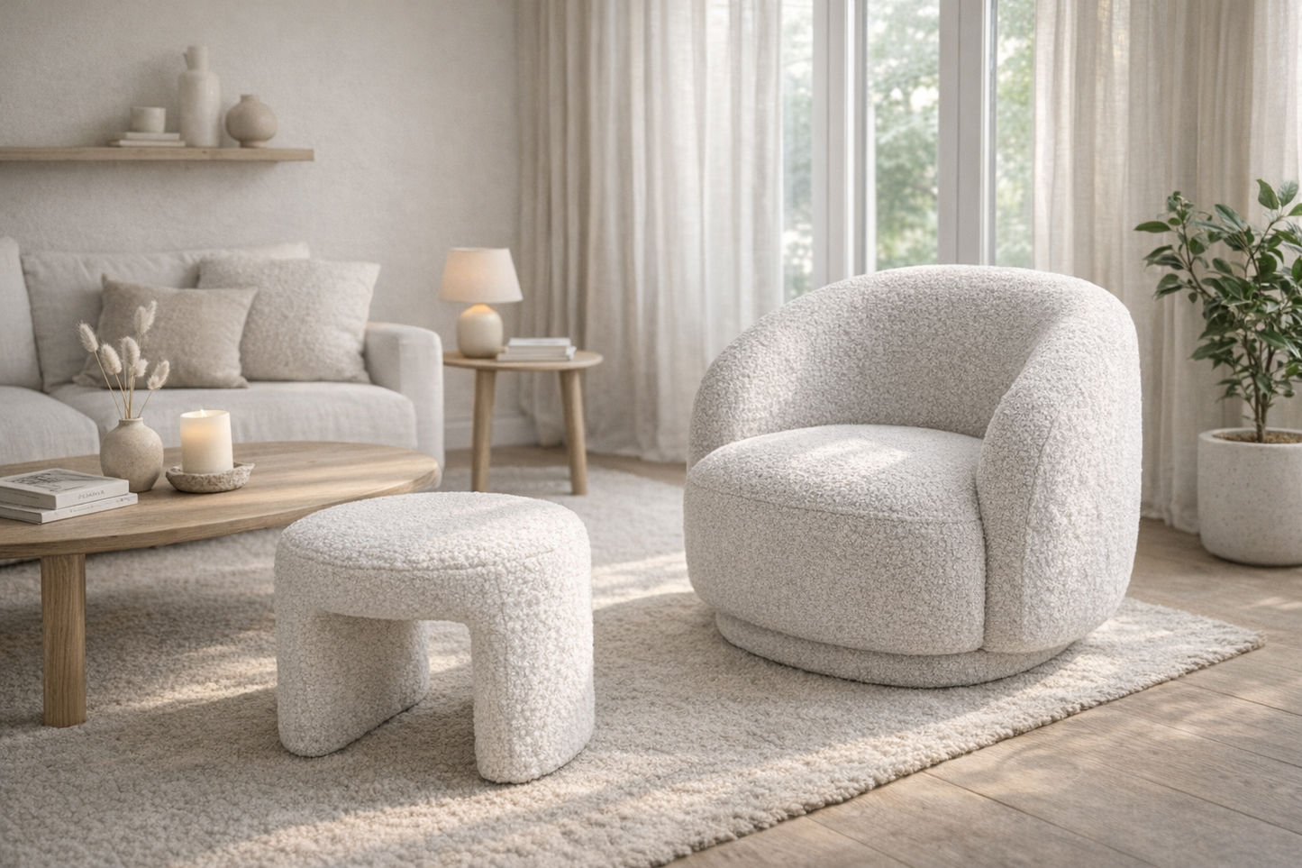 באנדל כורסה מסתובבת + הדום בוקלה Cloudy Hug Set