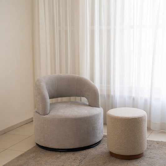 סט כורסה מסתובבת עם הדום בוקלה דגם Flow Contrast