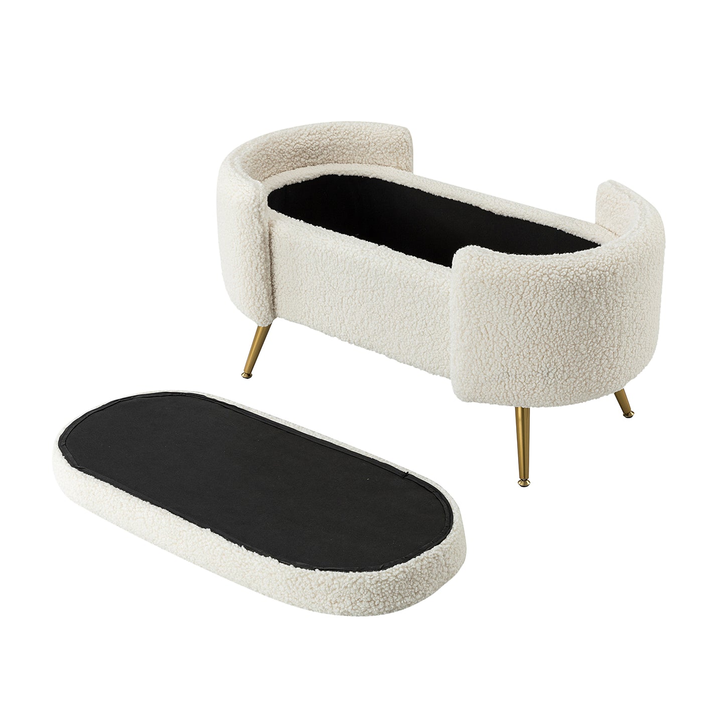 ספסל אחסון Haven בגוון שמנת בחלל סלון מודרני – פתרון אחסון אלגנטי המשלים את עיצוב הבית.