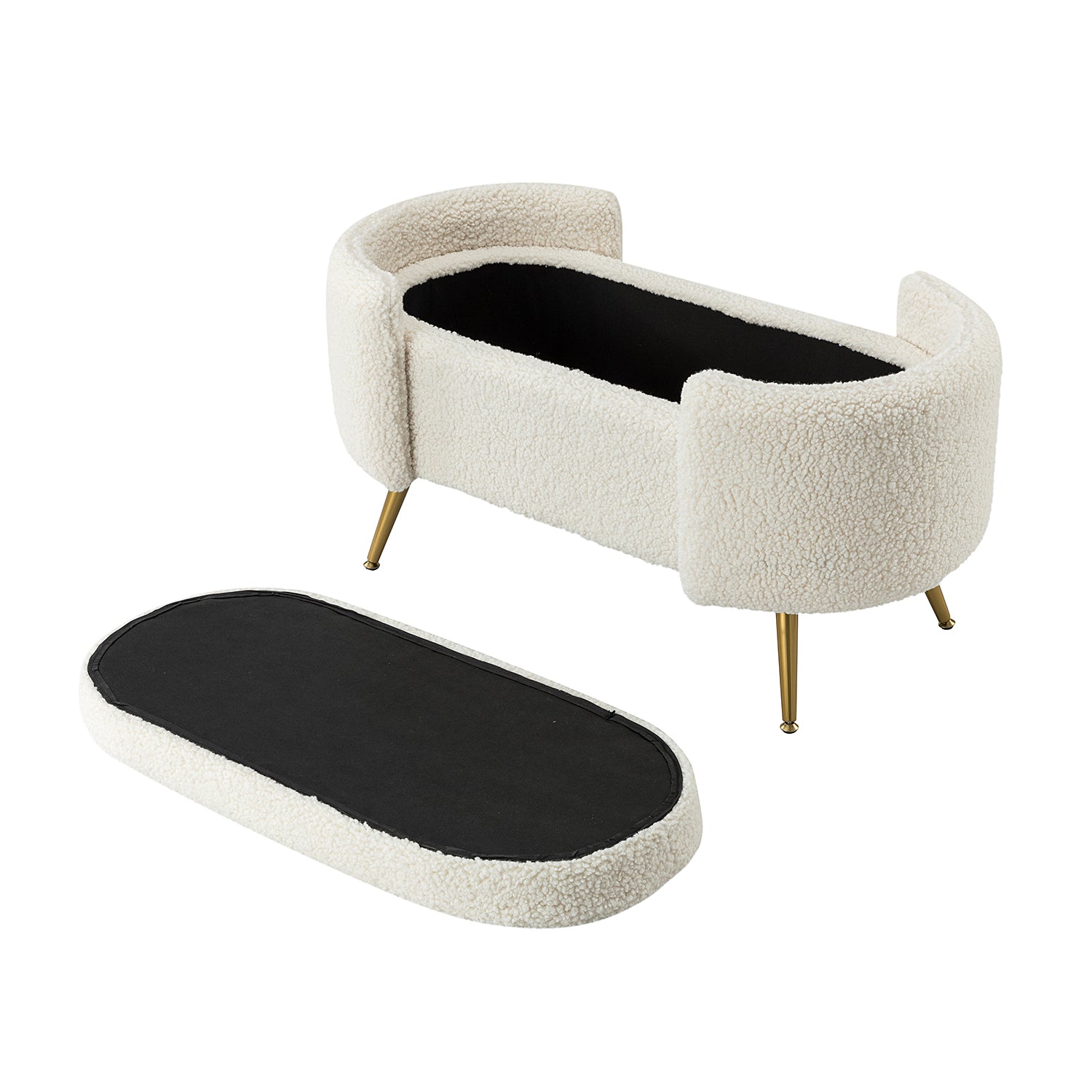 ספסל אחסון Haven בגוון שמנת בחלל סלון מודרני – פתרון אחסון אלגנטי המשלים את עיצוב הבית.