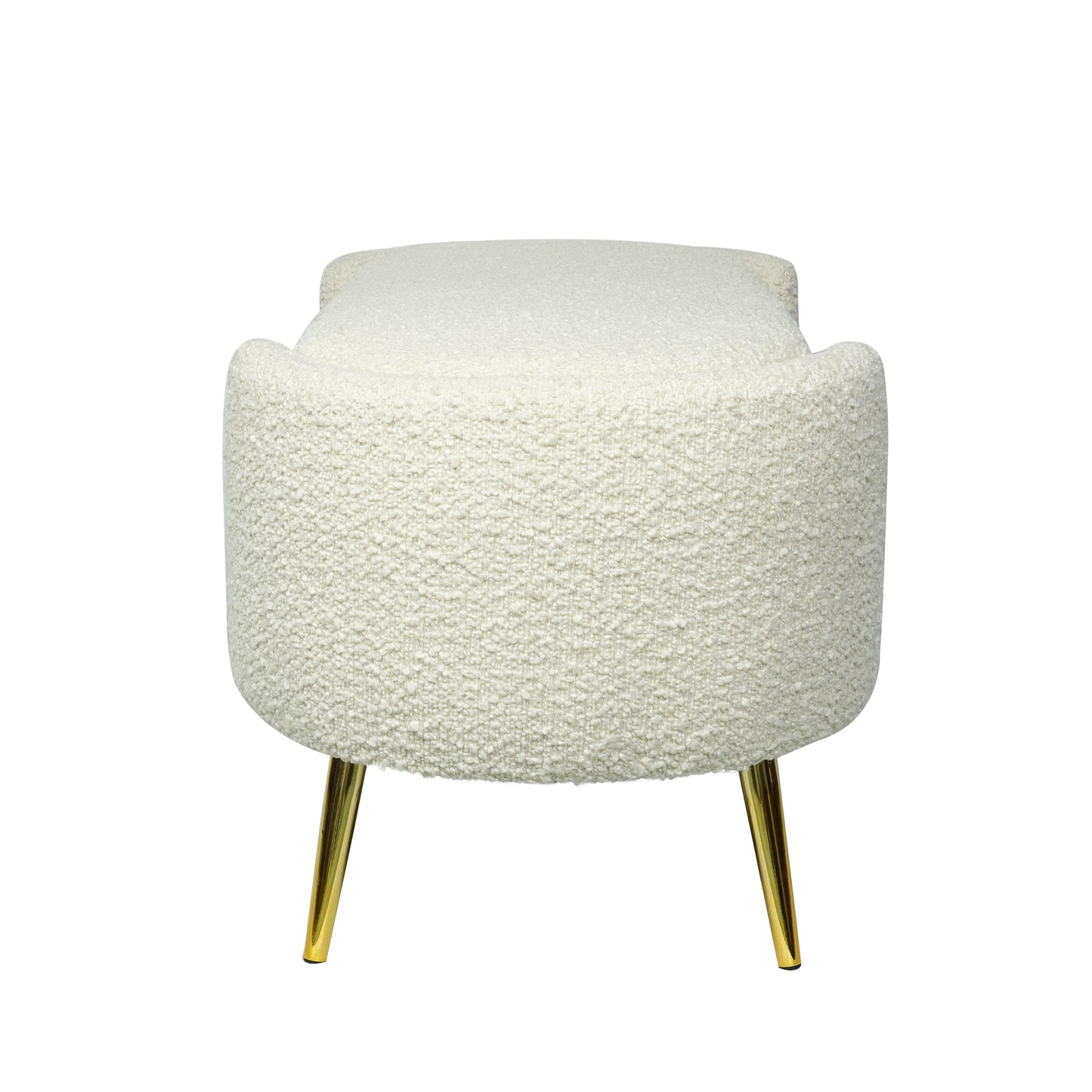 ספסל אחסון אפור בהיר דגם Haven – עיצוב מודרני בשילוב מרקם בוקלה עשיר.