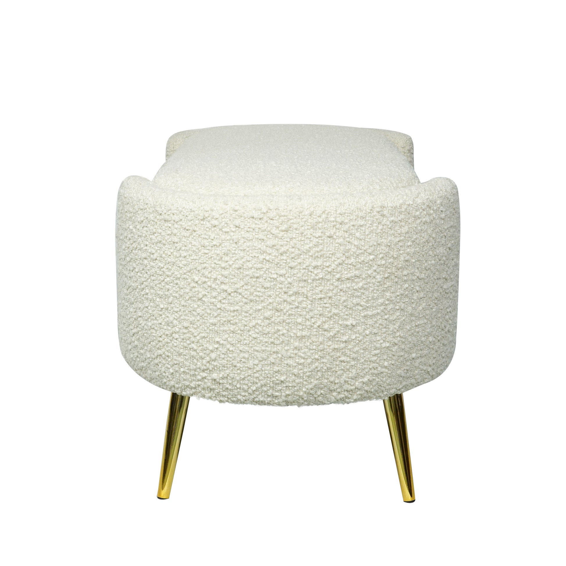 ספסל אחסון אפור בהיר דגם Haven – עיצוב מודרני בשילוב מרקם בוקלה עשיר.