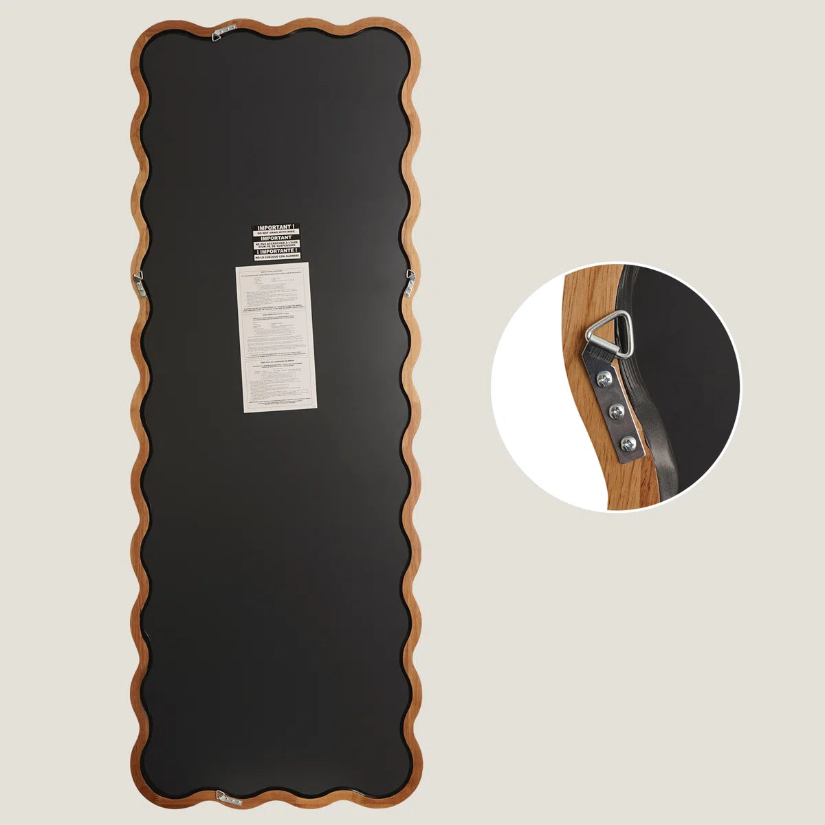 מראת גוף מעוצבת גלית עם מסגרת עץ 165×60 ס"מ – דגם Wavy