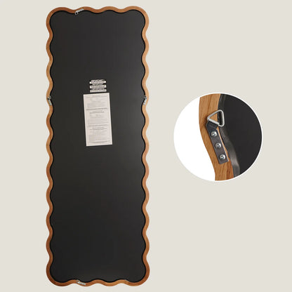 מראת גוף מעוצבת גלית עם מסגרת עץ 165×60 ס"מ – דגם Wavy