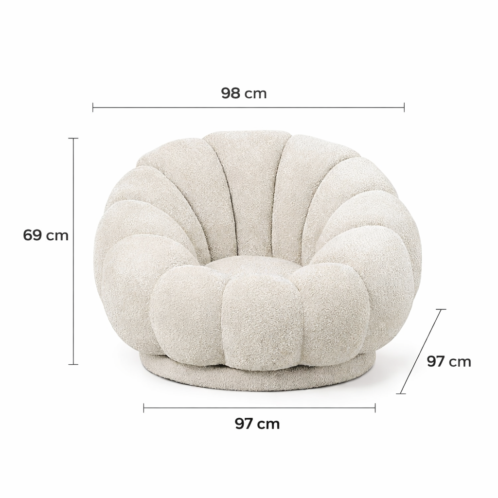 כורסה בוקלה מסתובבת דגם Flower