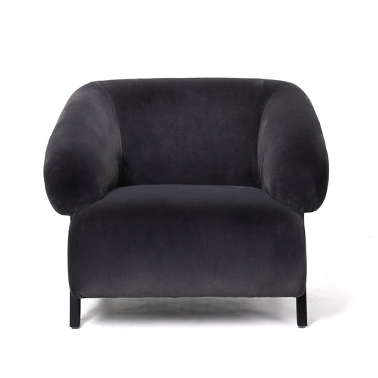 כורסה Arno מבד קטיפה רכה בגוון שחור – צילום חזית על רקע לבן