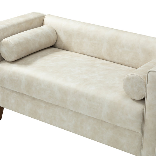 תקריב על מושב ספסל Lume עם ריפוד מיקרופייבר בגוון אבן