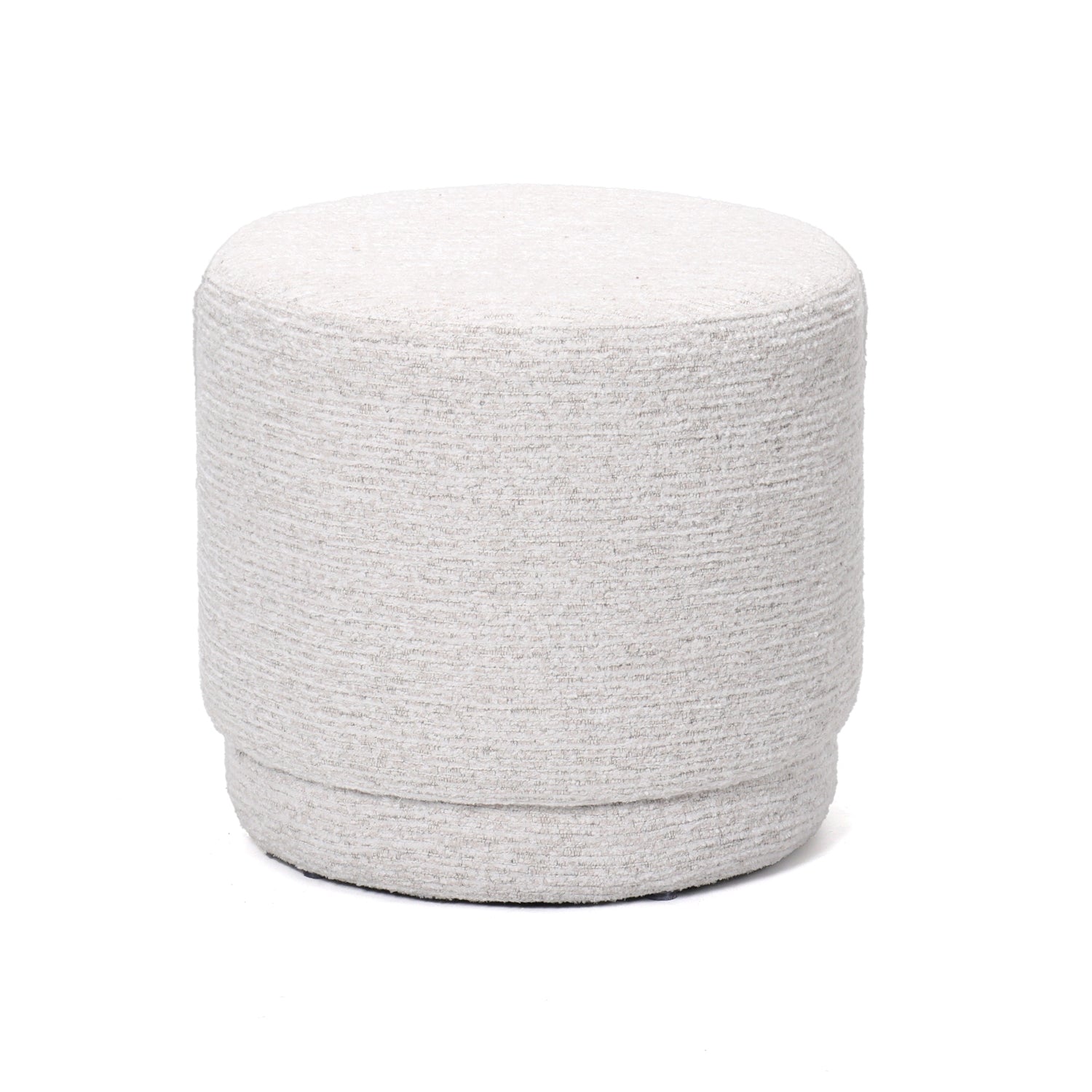 הדום עגול “Luna” מבד בוקלה שמנת – מראה נקי ואלגנטי