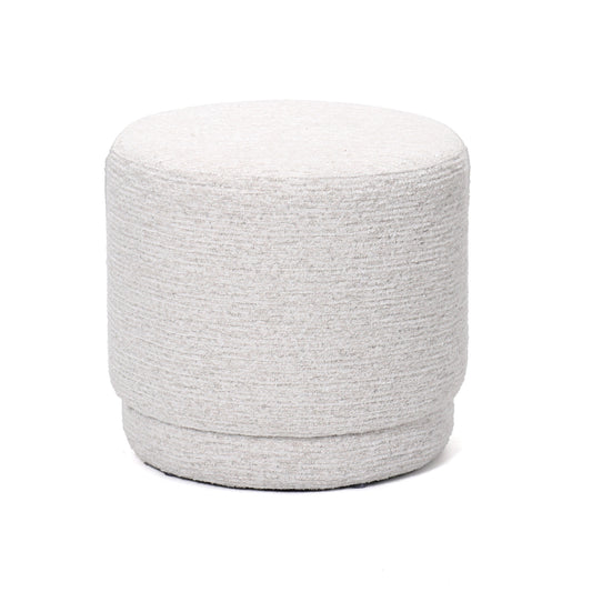 הדום עגול “Luna” מבד בוקלה שמנת – מראה נקי ואלגנטי