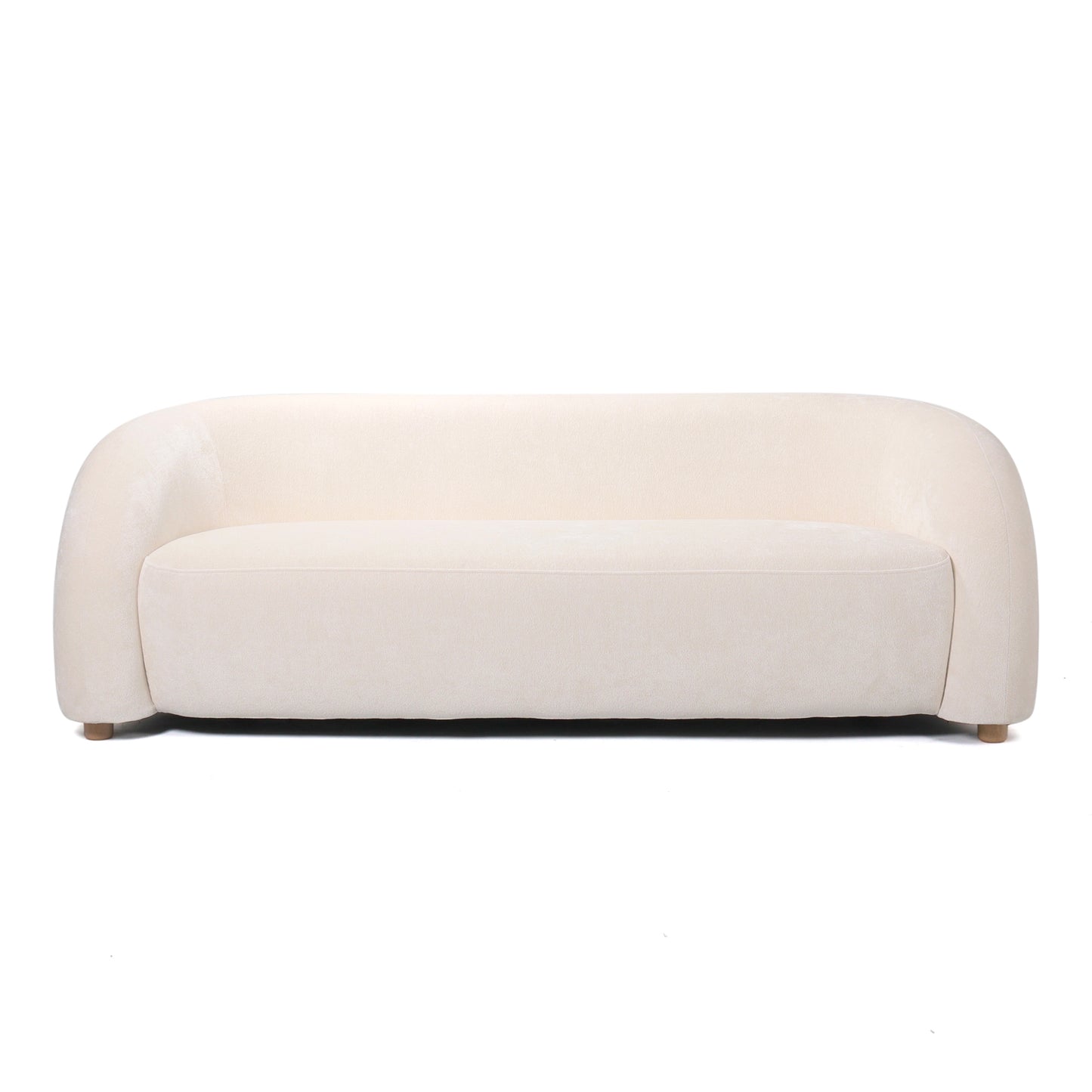 חזית ספה Olivia מבד בוקלה רך בגוון לבן