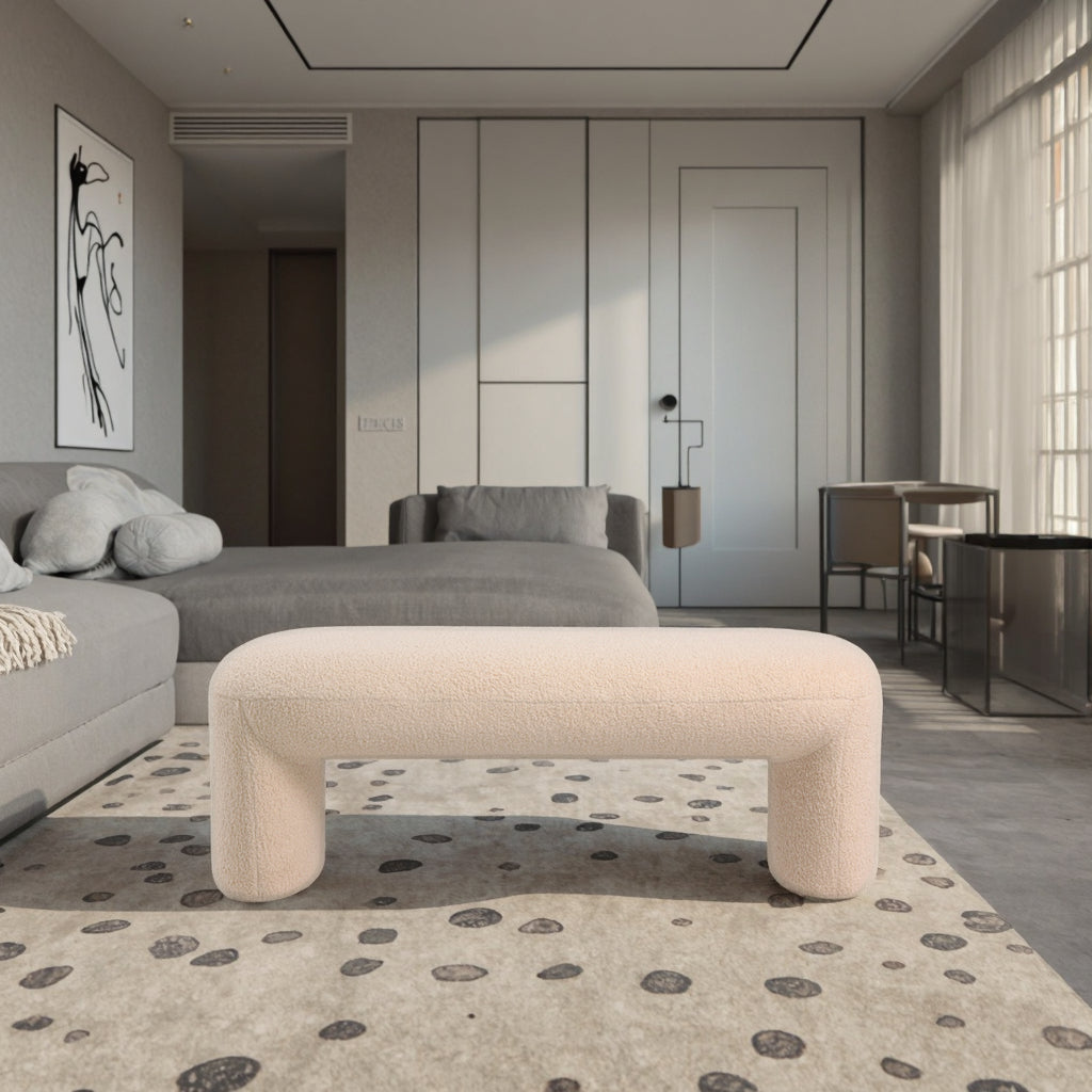 ספסל Eve בסלון מודרני בגוון שמנת