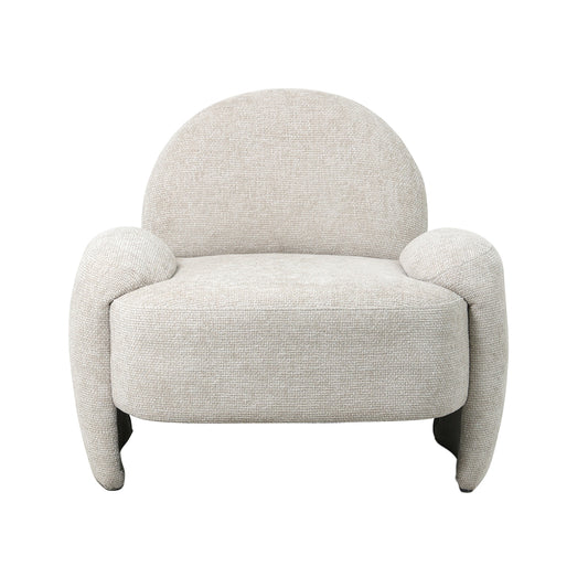 כורסת Luna בגוון לבן שמנת – מבנה עגול ומרופד בעיצוב מודרני