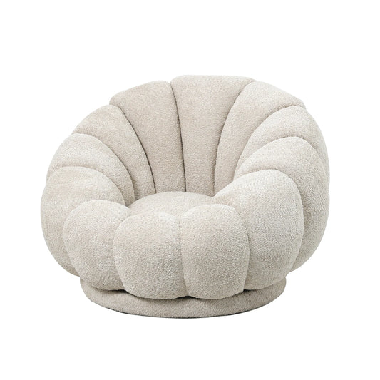 כורסה Flower מזווית צד – עיצוב עגול ומפנק עם בסיס מסתובב
