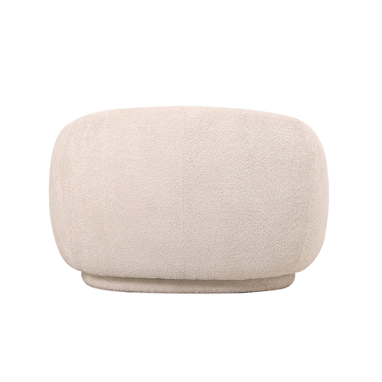 כורסה Mira – מבט מאחור, ריפוד בוקלה אחיד בגוון לבן־שמנת