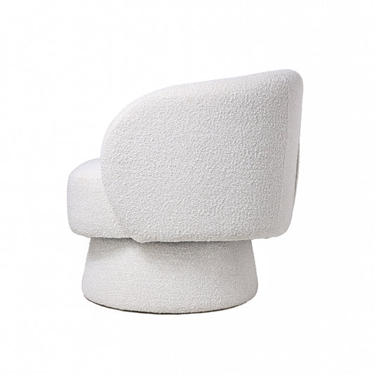 כורסה עגולה מבד בוקלה בצבע שמנת עם גב מעוגל וכרית תואמת, עיצוב יוקרתי ונקי – Breeze מבית DreamIt.