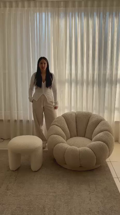 סרטון דף מוצר - באנדל כורסה בוקלה מסתובבת + הדום בוקלה Flower Hug Set